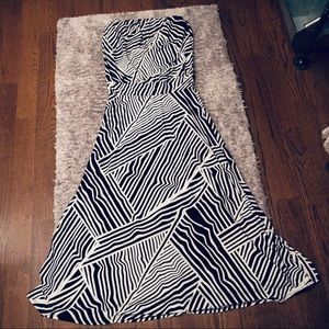 Black and White strapless maxi